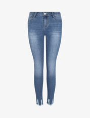 Jean skinny à bords griffés - Bleu - 1