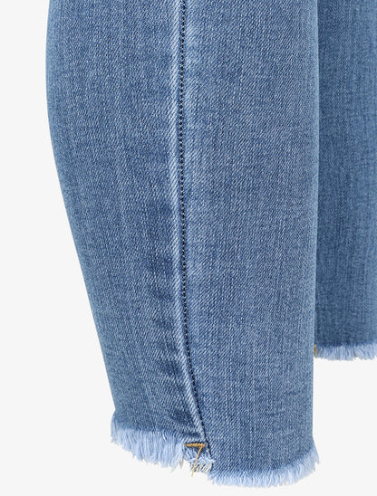 Jean push up skinny à bords effilochés - Bleu denim - 3