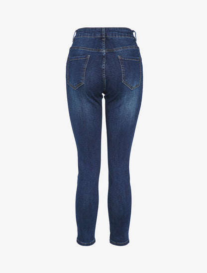 Jean boyfriend coupe slim délavé - Bleu denim - 2