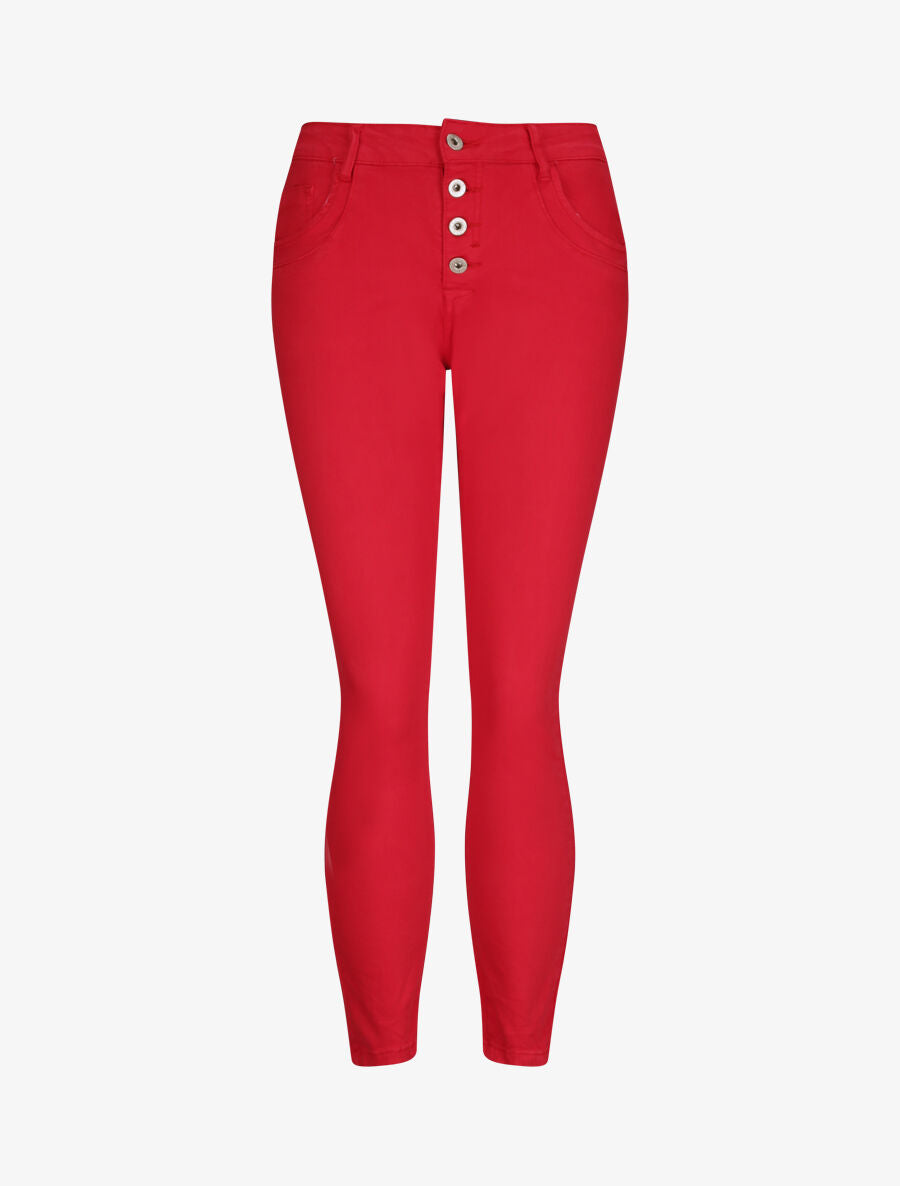 Jean slim effet froissé - Rouge - 1