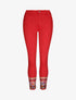 Jean 7/8  à bords coupe franche ornés de sequins - Rouge - 1