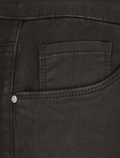 Jean grande taille slim uni à taille haute - Noir - 3
