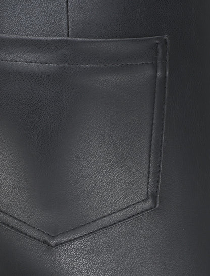 Pantalon slim en simili - Noir - 3