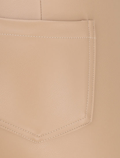Pantalon slim en simili - Beige - 3