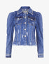 Veste en jean à manches gigot et à bords effilochés - Bleu denim - 3