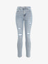 Jean skinny taille haute délavé et déchiré - Bleu clair - 1