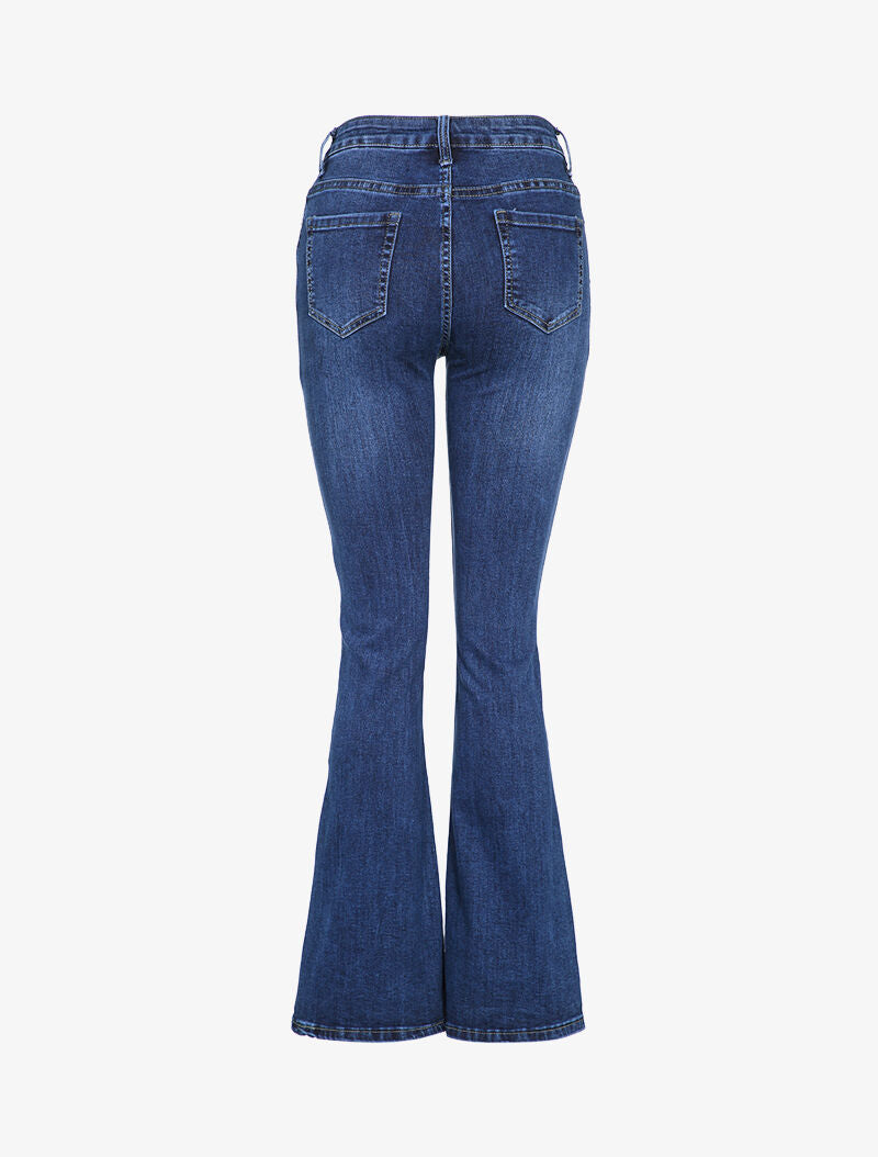 Jean flare légèrment délavé - Bleu denim - 2