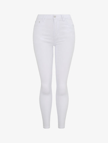 Jean skinny uni à taille haute - Blanc - 4