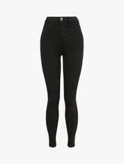 Jean biker skinny à taille haute - Noir - 1