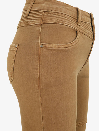 Jean biker skinny à taille haute - Camel - 3