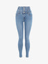 Jean skinny à taille empire à noeud - Bleu - 4