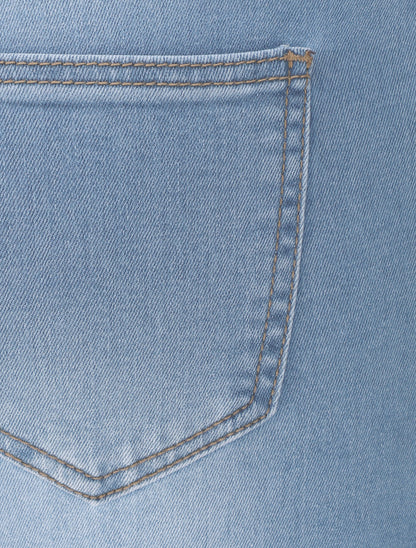 Jean slim taille haute boutonnée - Bleu - 3