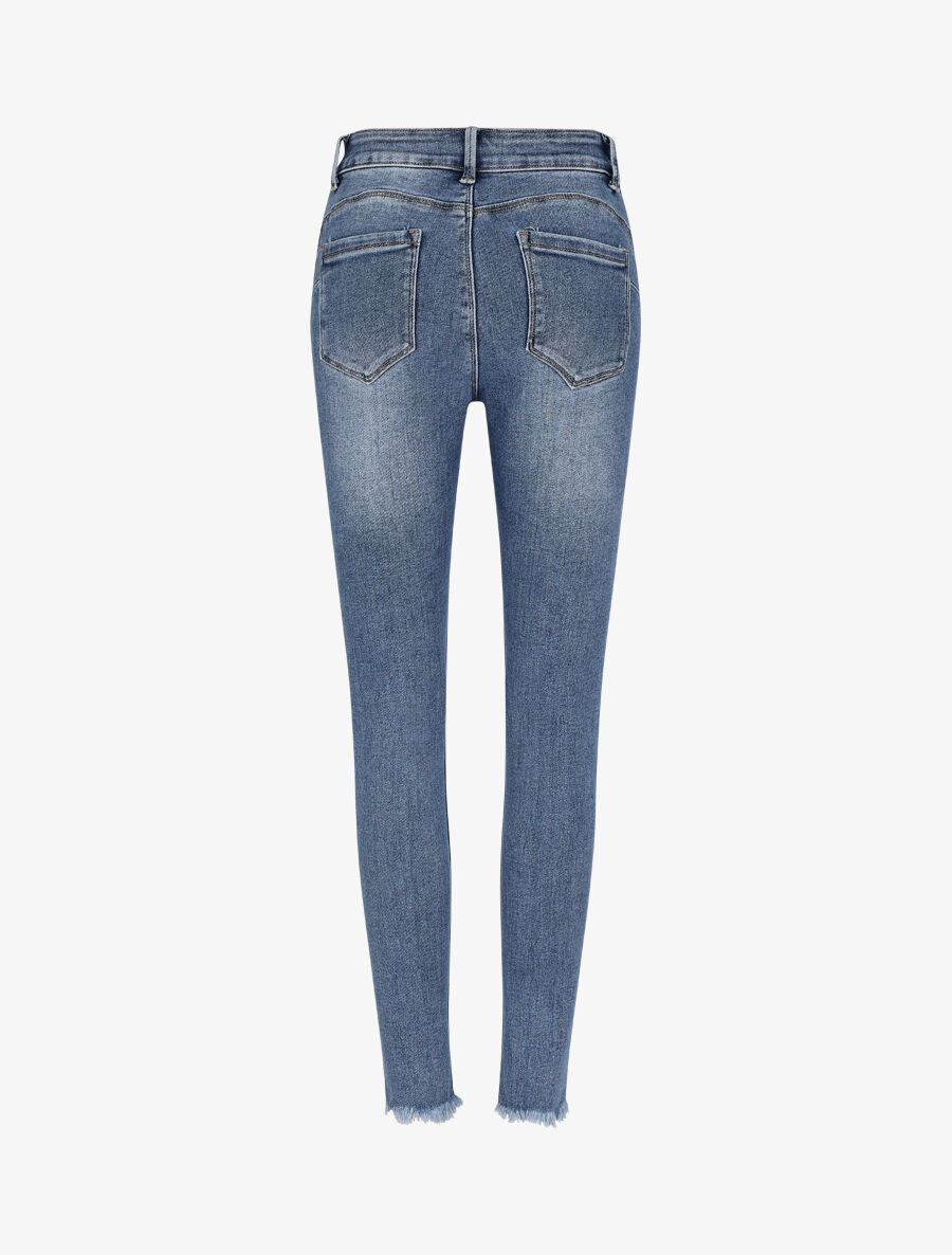 Jean skinny push up à éraflures - Bleu - 2