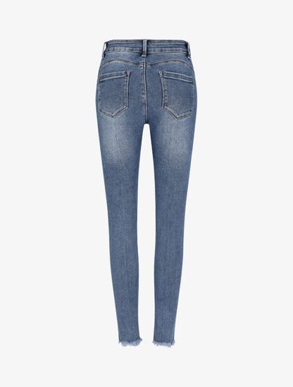 Jean skinny push up à éraflures - Bleu - 2