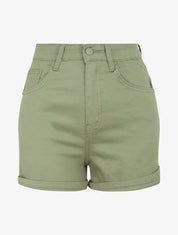 Short en jean à ourlets - Kaki - 5
