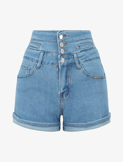 Short en jean à taille stylisée - Denim - 1