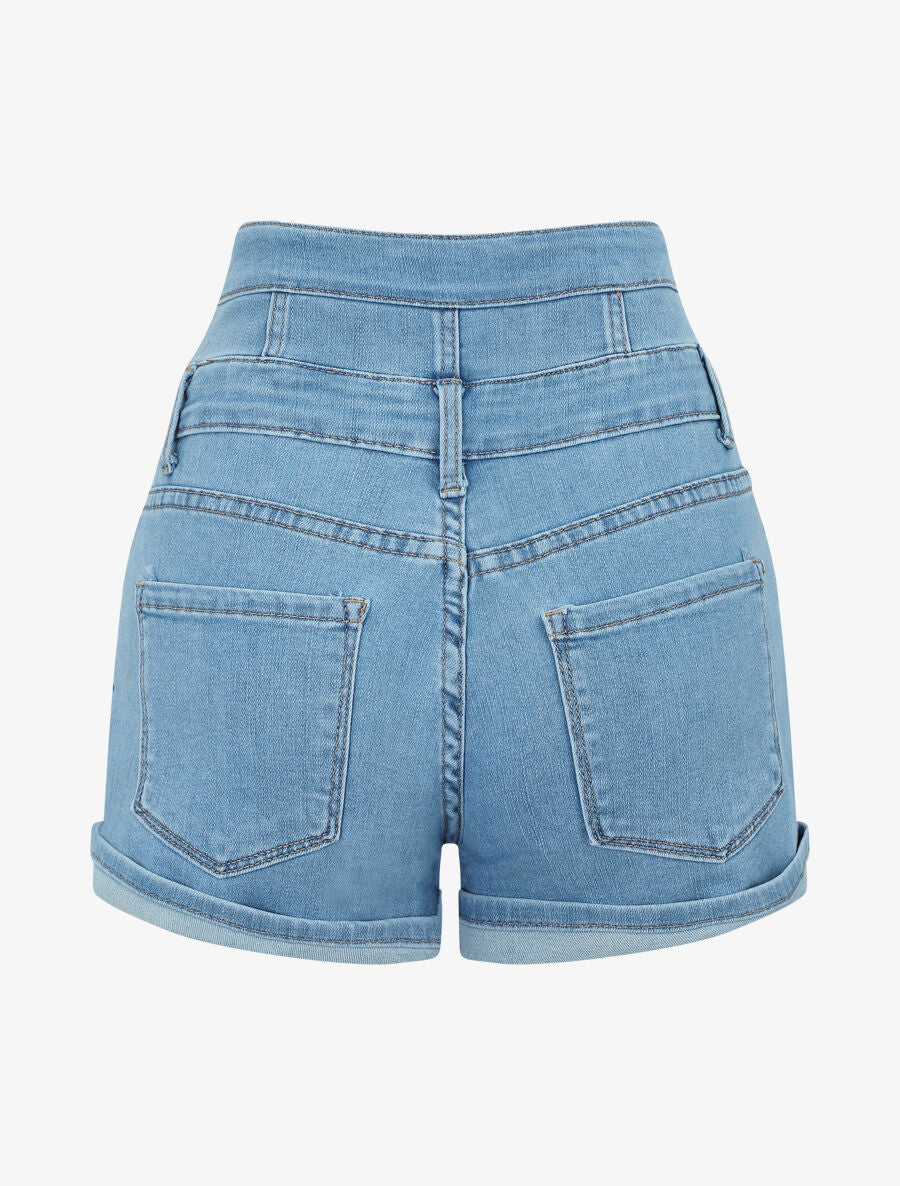 Short en jean à taille stylisée - Denim - 2