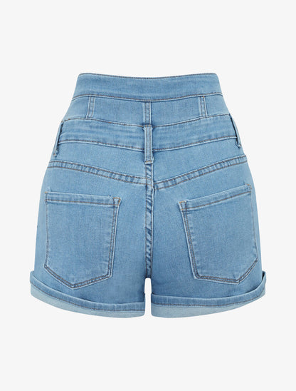 Short en jean à taille stylisée - Denim - 2