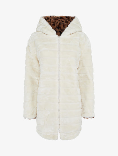 Manteau réversible en fourrure synthétique - Beige - 1