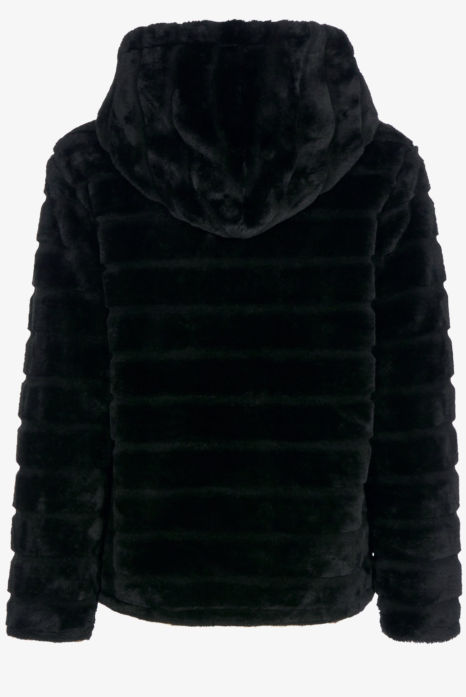 Manteau court réversible en fourrure synthétique - Noir - 2