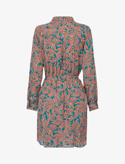 Robe chemise à imprimé feuillages - turquoise - 3