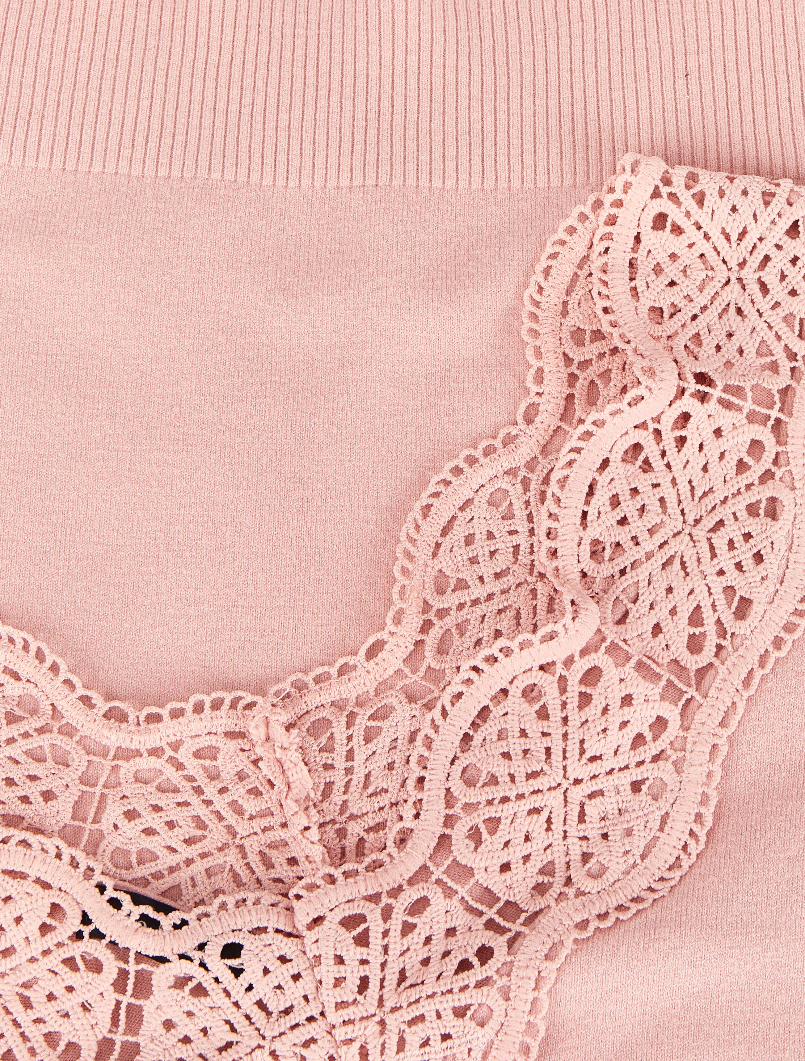 Pull à décolleté profond en U - Rose poudré - 3