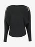 Pull manches dolman à motifs en tulle transparent et bords arrondis - Noir - 4