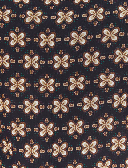 Top à double imprimé et épaules volantées - Noir - 4