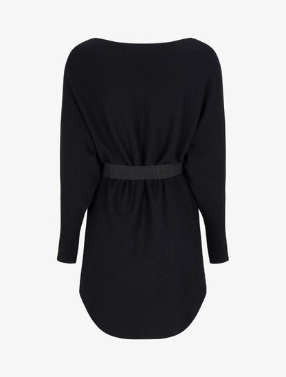 Tunique en maille à manches dolman et col bateau - Noir - 2