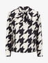 Blouse à col lavallière à imprimé pied de coq - Noir - 4