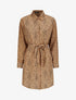 Robe chemise à imprimé moucheté - Camel - 1