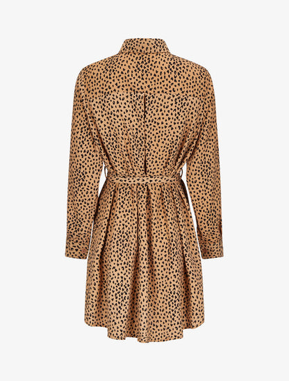 Robe chemise à imprimé moucheté - Camel - 2
