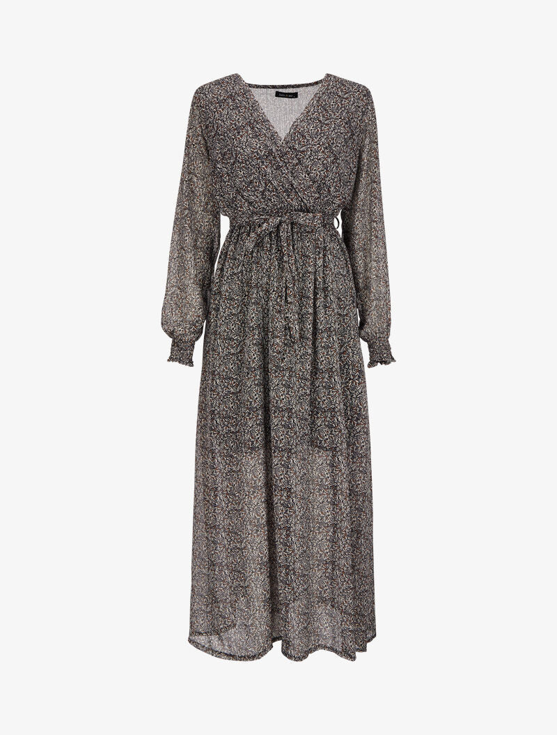Robe longue cache-coeur à imprimé feuilles d&