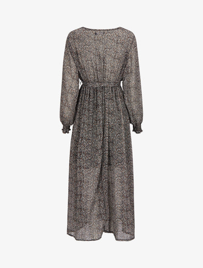 Robe longue cache-coeur à imprimé feuilles d&