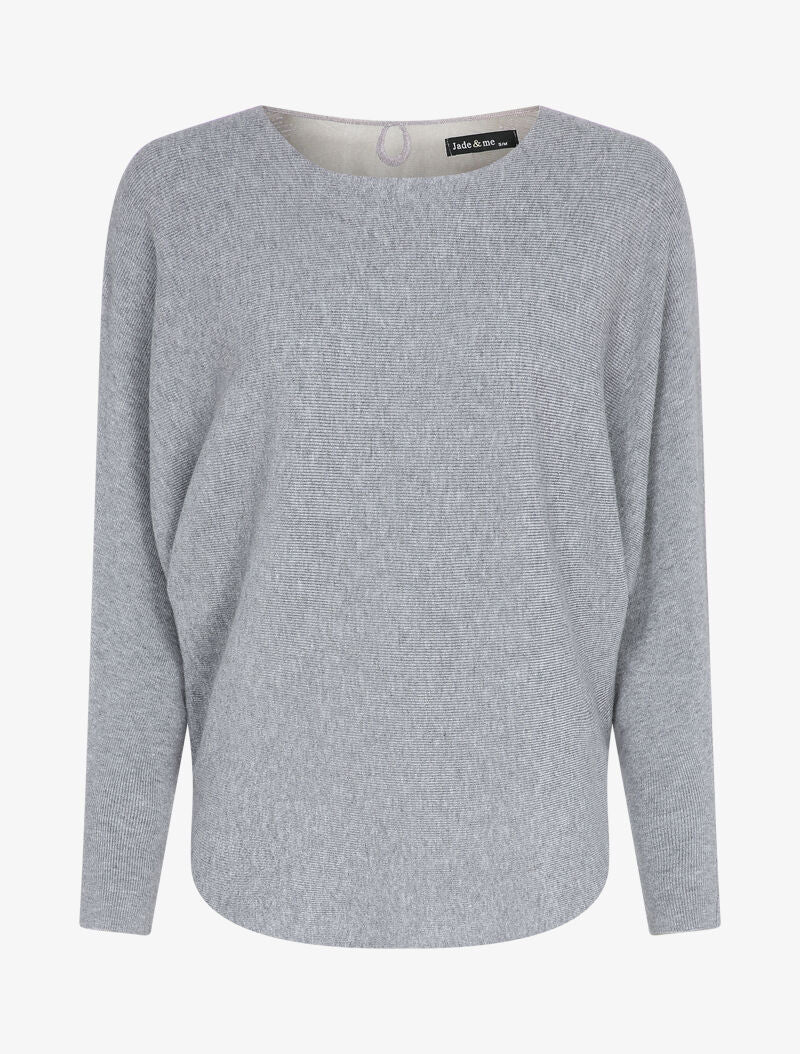 Pull chauve-souris avec dentelle au dos - Gris - 4