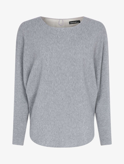 Pull chauve-souris avec dentelle au dos - Gris - 4