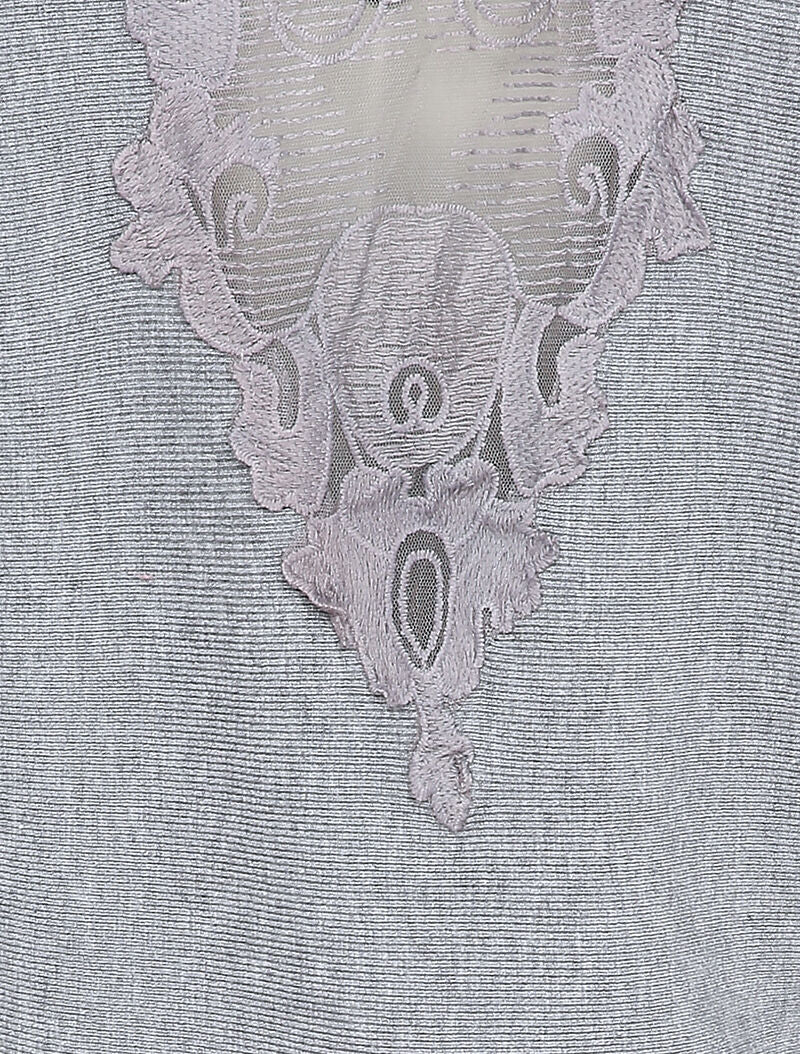 Pull chauve-souris avec dentelle au dos - Gris - 3