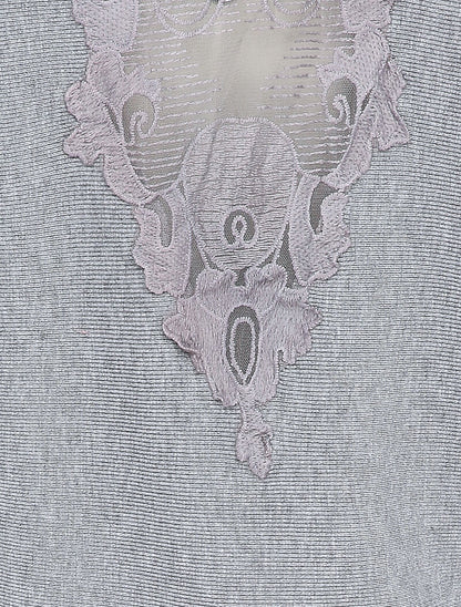 Pull chauve-souris avec dentelle au dos - Gris - 3