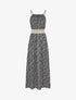 Robe longue à motifs fleuris et taille brodée - Noir - 1