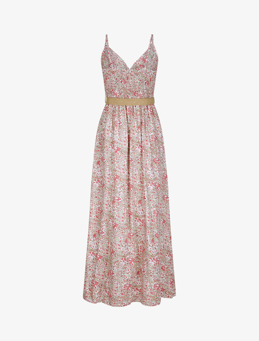 Robe longue à imprimé paquerettes - Rose/vert amande - 2