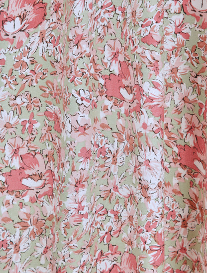 Robe longue à imprimé paquerettes - Rose/vert amande - 4