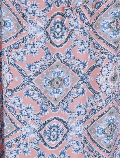 Robe longue imprimée baroque et détail brodé - Rose - 4