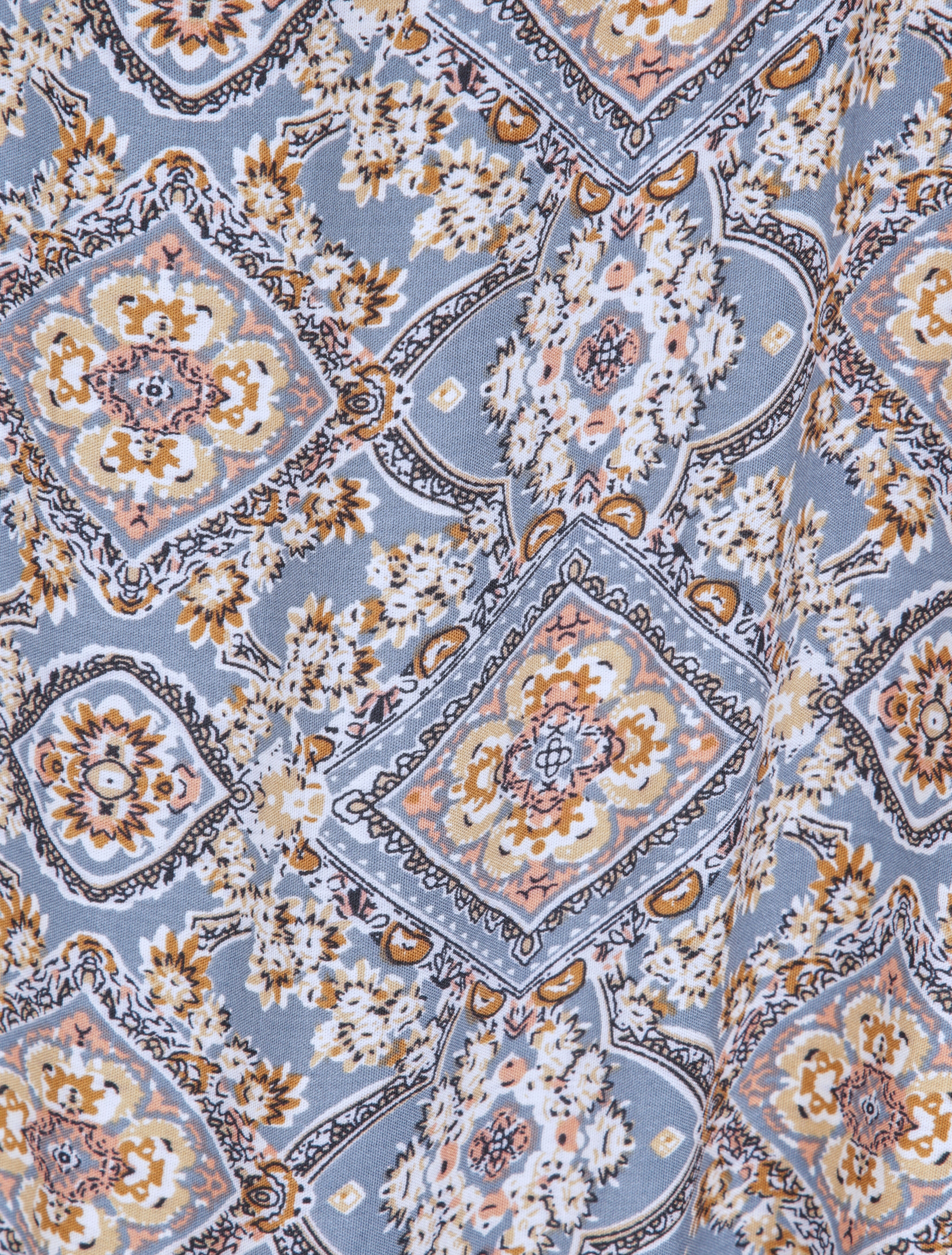 Robe longue imprimée baroque et détail brodé - Bleu - 3