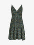 Robe patineuse mi-longue à imprimé fleurs champêtres - Noir - 1