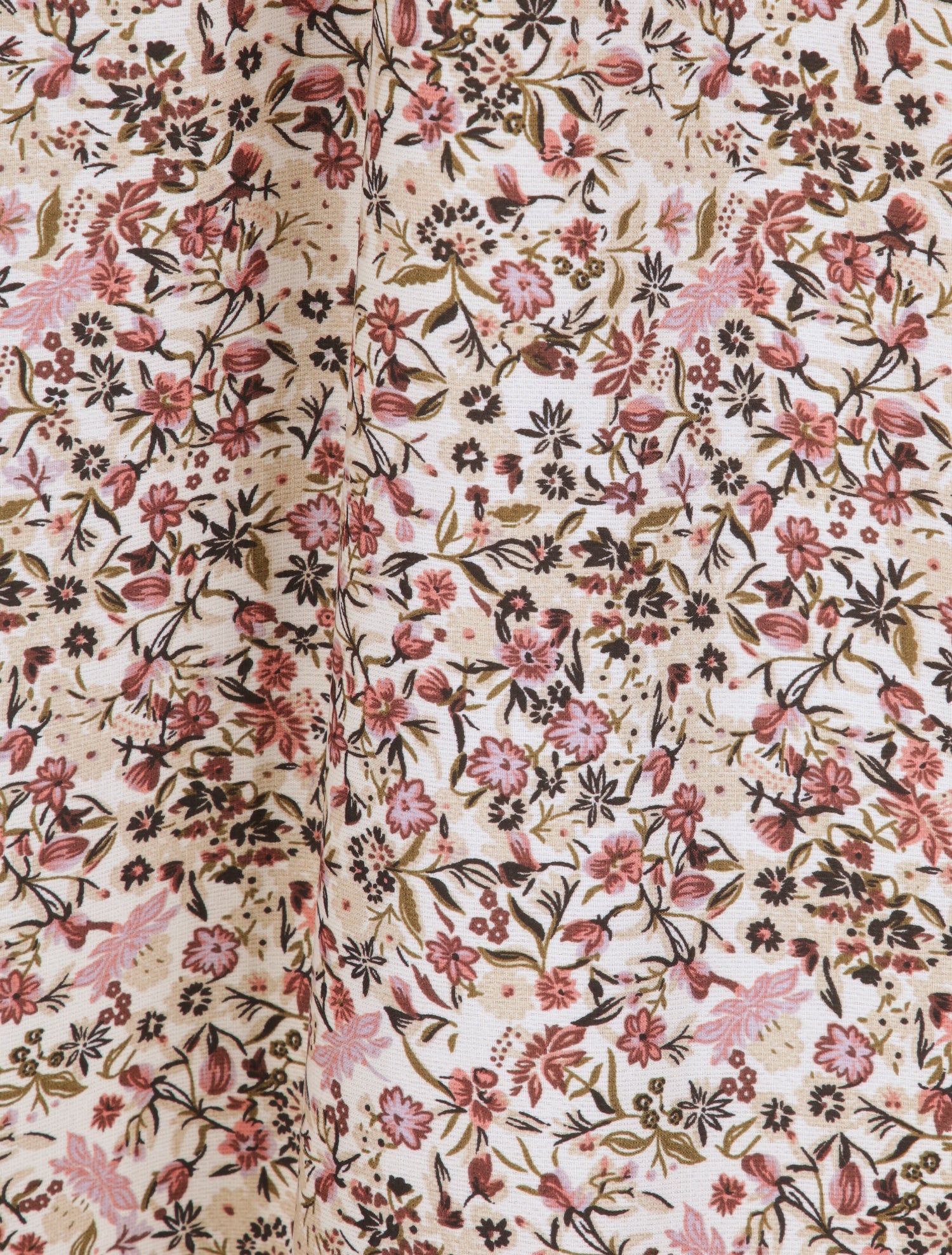 Robe longue imprimé petites fleurs à col V en dentelle - Beige - 4