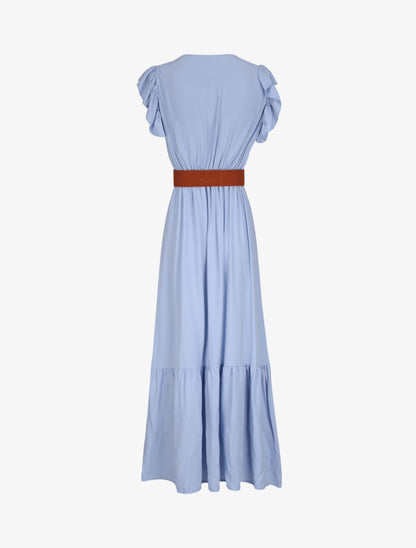 Robe longue à manches volantées - Bleu ciel - 2