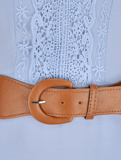 Robe longue à manches volantées - Bleu ciel - 3
