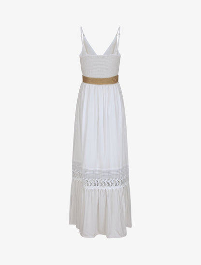 Robe longue cintrée coupe empire - Blanc - 2