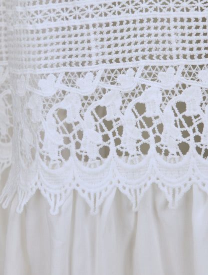 Robe longue cintrée coupe empire - Blanc - 3
