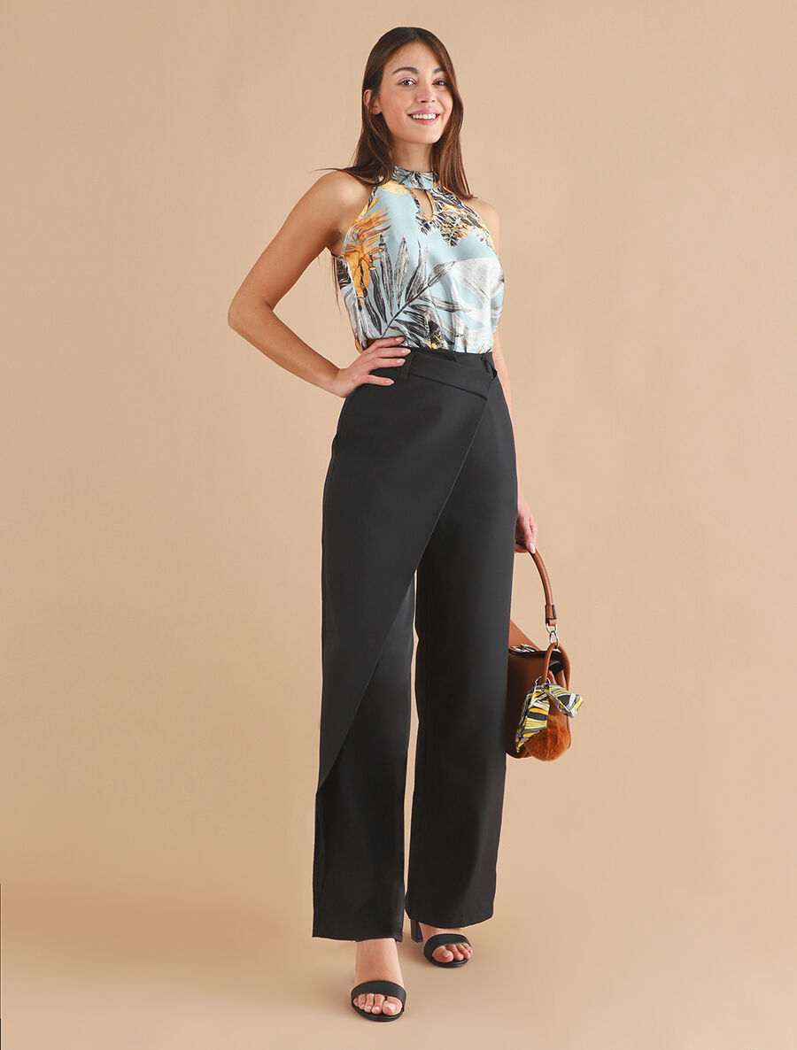 Top imprimé jungle à col américain - Bleu gris - 5